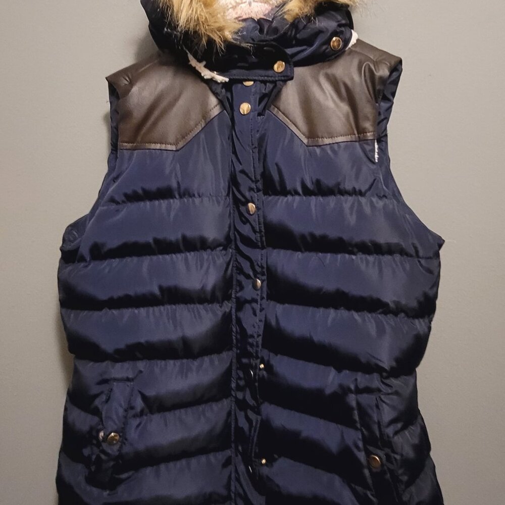Blue bubble vest w/ detachable hood